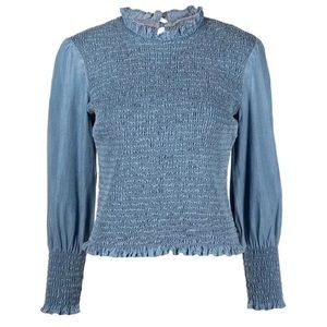 Veronica Beard Ruched Denim Blouse. Size 2